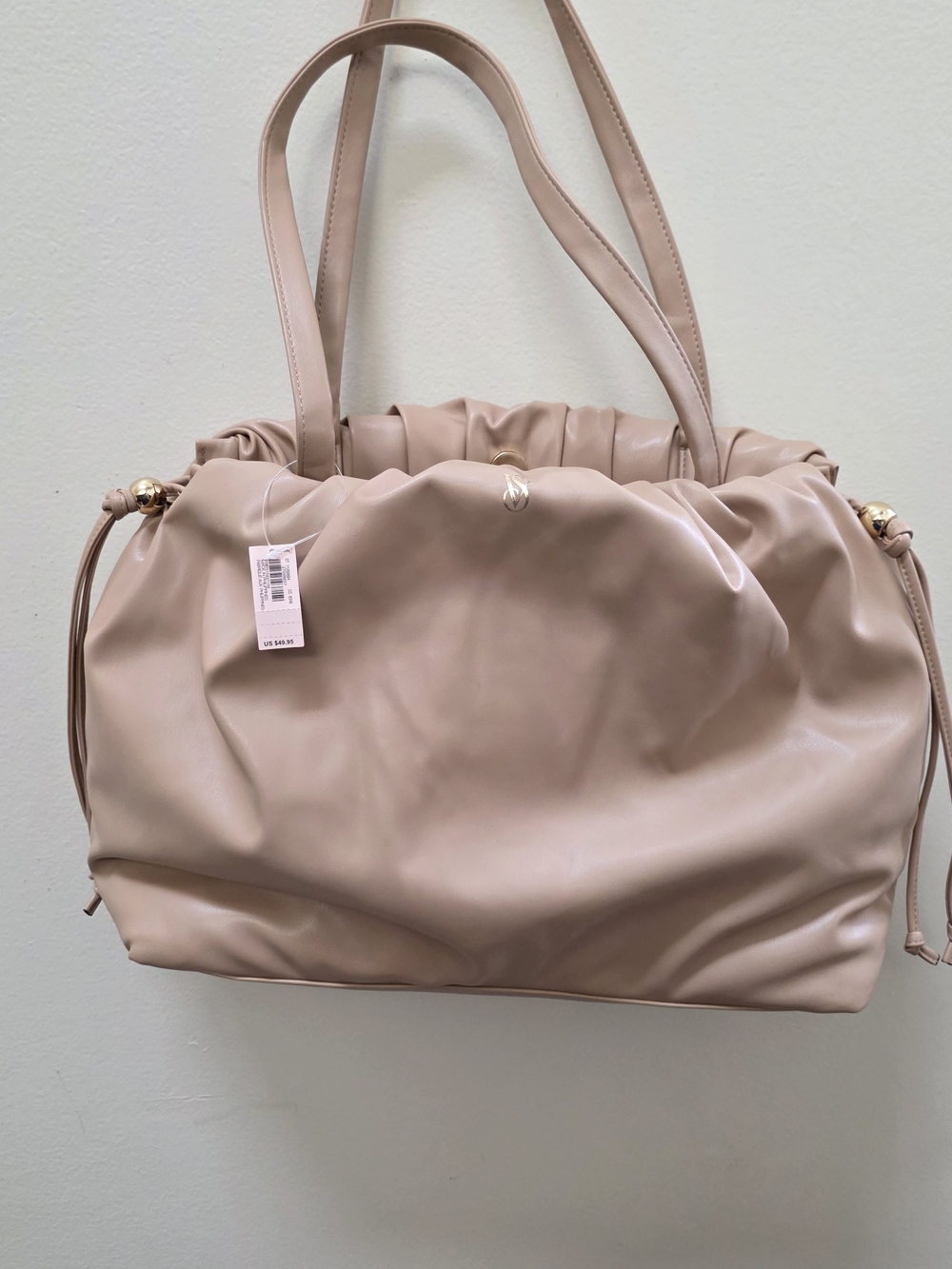 VS Soft Ruched Tote Bag in Light Taupe